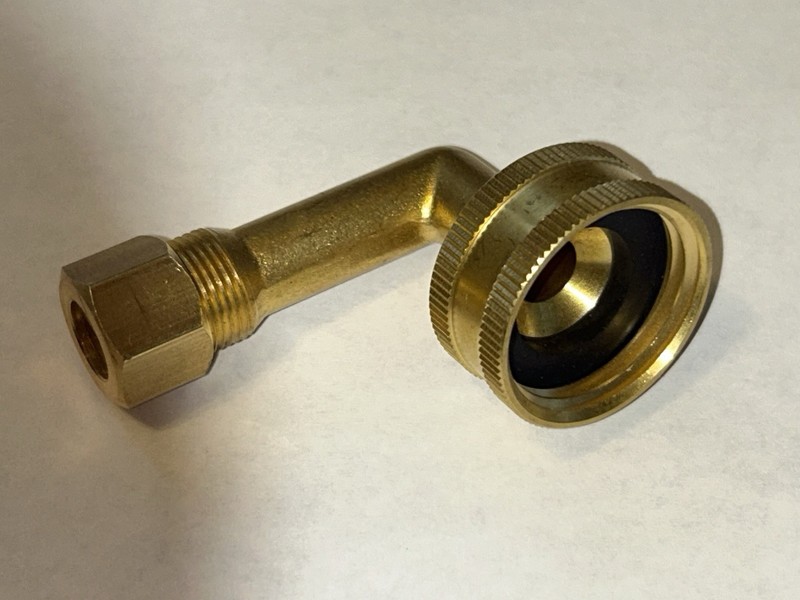Dishwasher Water Supply Adapter - 3/4” F Hose X 3/8” Comp 90 Degree Elbow