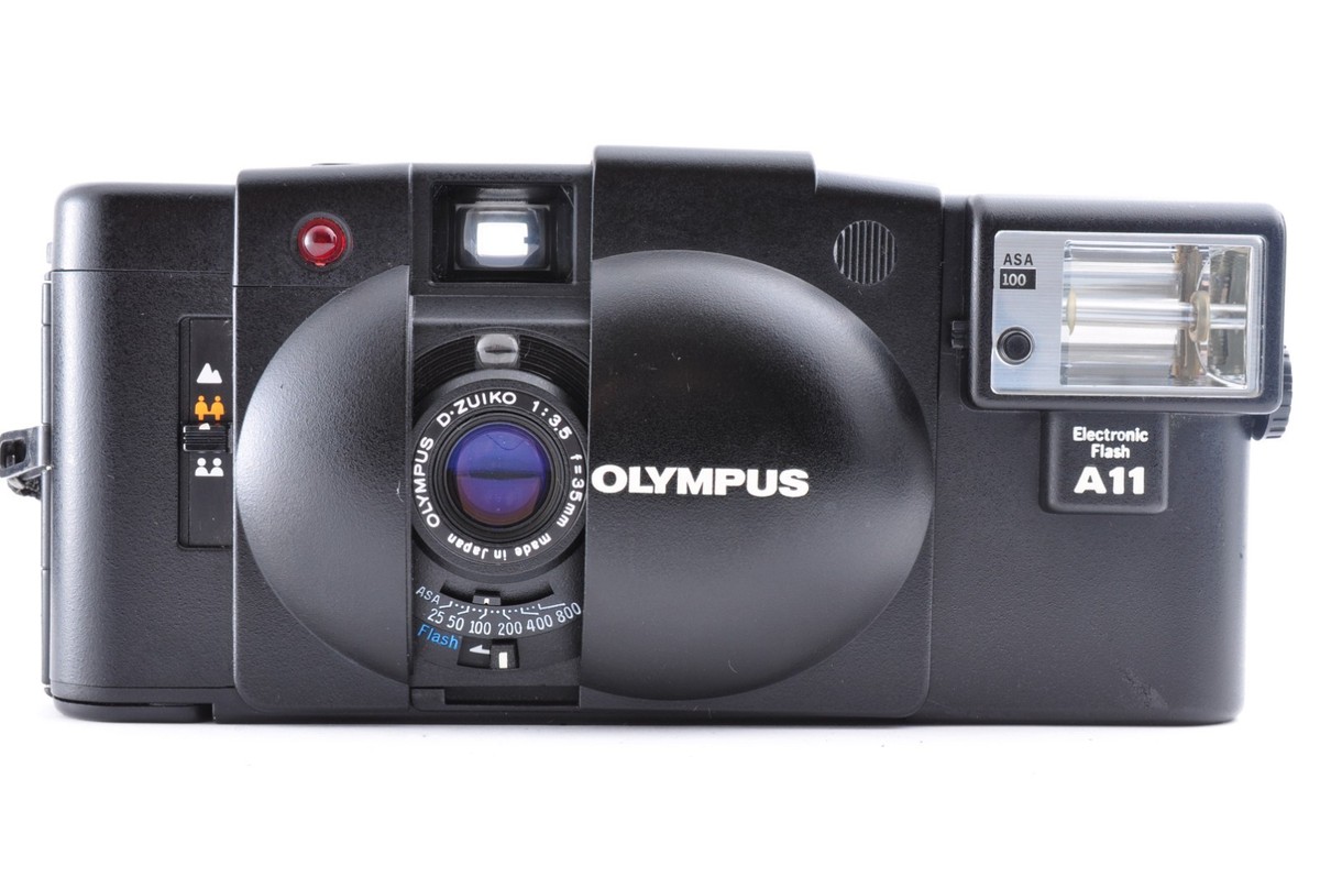 Near Mint] Olympus XA2 Black + A11 Flash Fully Working Clear