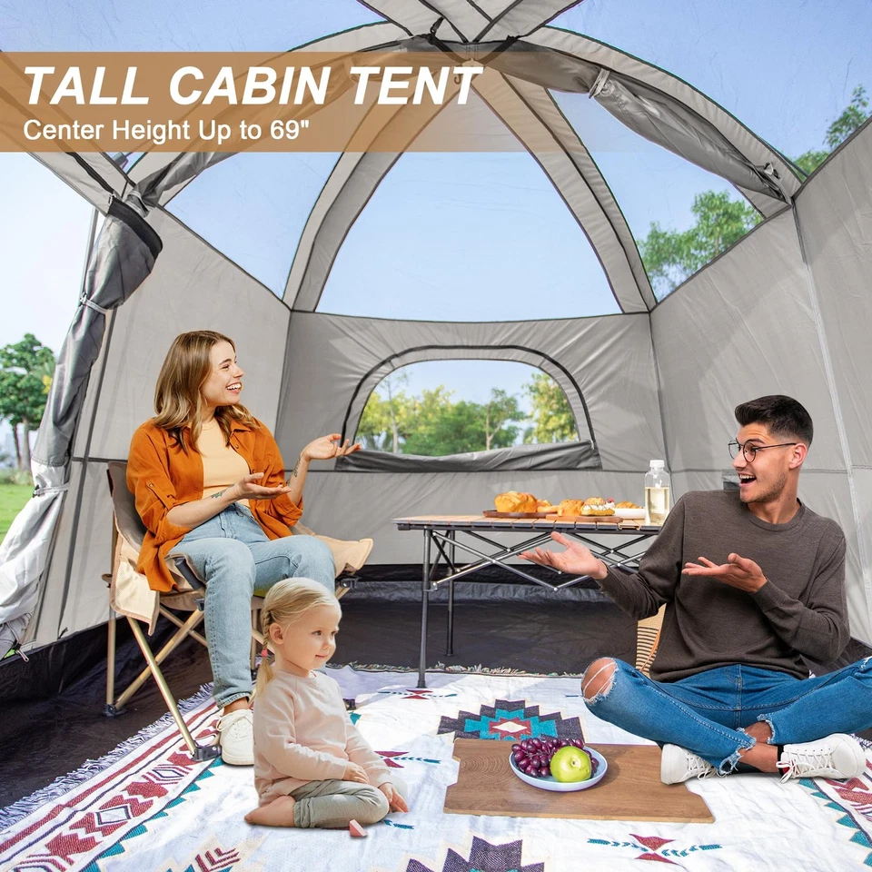 4-6 Person Camping Tent, Large Family Cabin Tents with Porch & Rainfly, Doubl... - Image 4 of 4