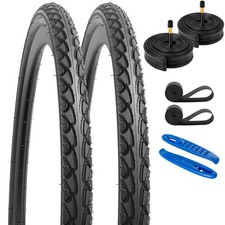 YUNSCM 2-PCS 700C Road Bike Tires 700x38C (40-622) + Heavy Duty Schrader Tubes