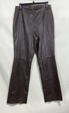 Vintage Y2K INC Women's Brown Genuine Leather Pants Straight Leg Mid Rise Size