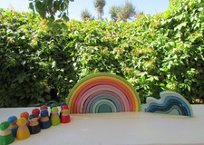Wooden Rainbow Stacker   Grimms Style Montessori Toy  30 pcs
