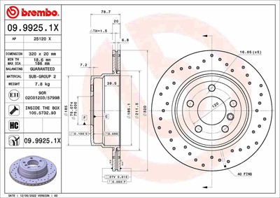 2x Bremsscheibe XTRA LINE - Xtra BREMBO 09.9925.1X für BMW X5 F15 F85 E70 X6 E71