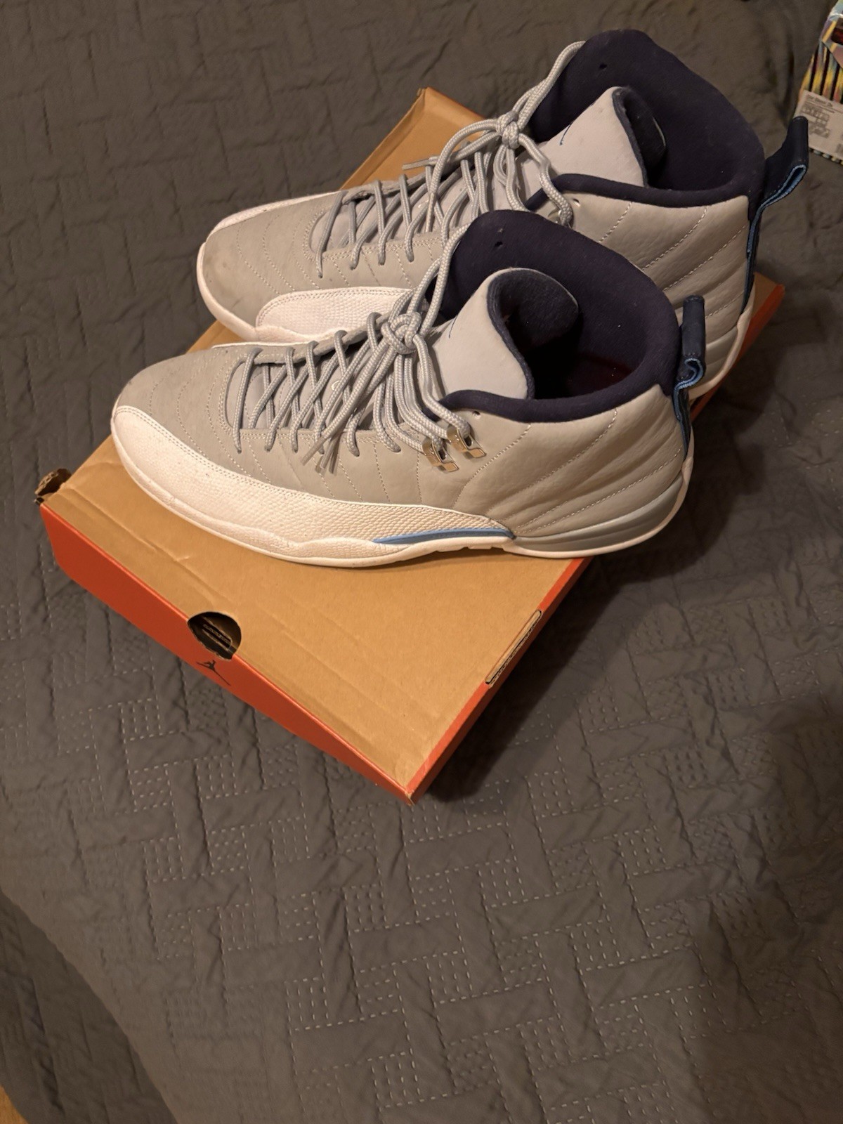 Air Jordan 12 Men's- White, Gray And Blue Size 12