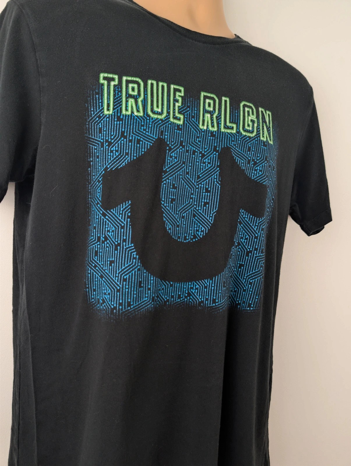 True Religion neon short sleeve crew neck t-shirt. Mens Medium. DN2726 image 3