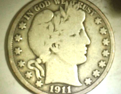1911-S Barber Silver Half Dollar Good+  Inv#209-2217