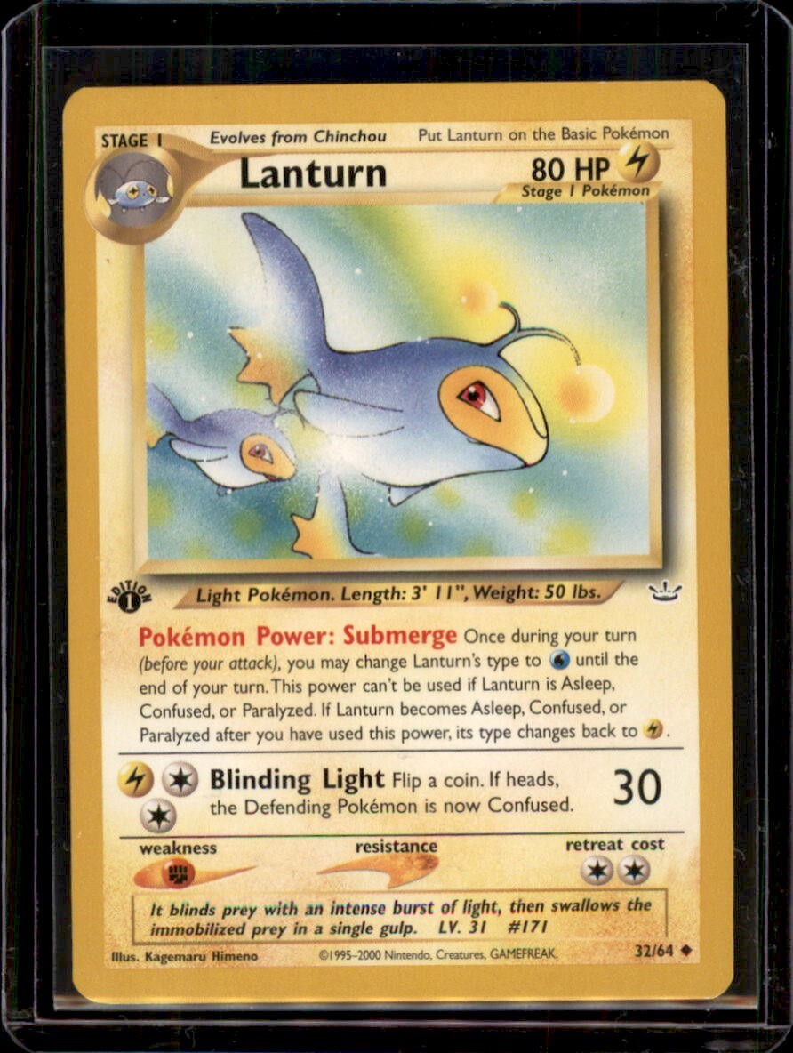 Lanturn 32/64 Neo Revelation 1st Edition WOTC Vintage Pokemon - LP