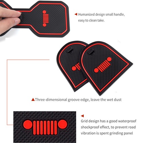 Almohadilla de ranura/alfombrilla portavasos interior de goma para automóvil Jeep Renegade 2018-21 - Imagen 22 de 23