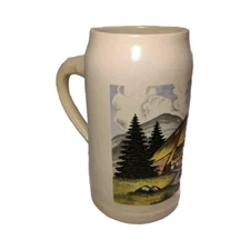 Stoneware Stein Mug Bavarian Landscape Scene Bar Beer Octoberfest 1L FS