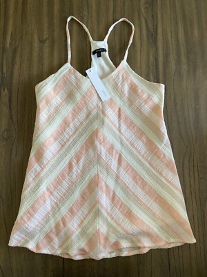 Drew Womens 'Beck' Coral Peach Tan Striped Knit Tank Top Size XS FASHION HAVEN