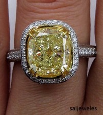 4CT Cushion Cut Lab-Created Citrine Engagement Halo Ring 14K White Gold Finish