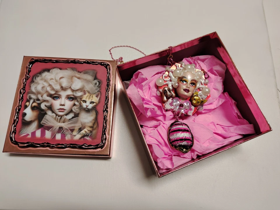 Ожерелье женщина ювелирных изделий роскошь винтажная кукла голова собаки и кошки модные аксессуары - Изображение 2 из 4