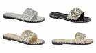 Shelikes Ladies Slip On Flat Diamante Sliders Slip On Summer Sandals Mules Size