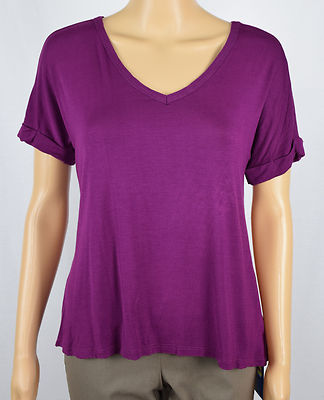 Hippie Rose Damen Lila Kurzärmlig V-Ausschnitt TOP XS,S