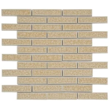 Beige Cream Crackle Glass Mosaic Tile Brick Joint Pattern KitchenWall Backsplash
