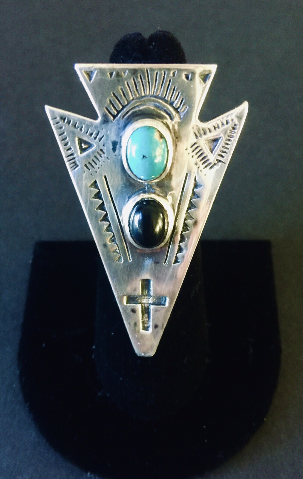 SPELL Dramatic Vintage Silver Ring Turquoise and … - image 1