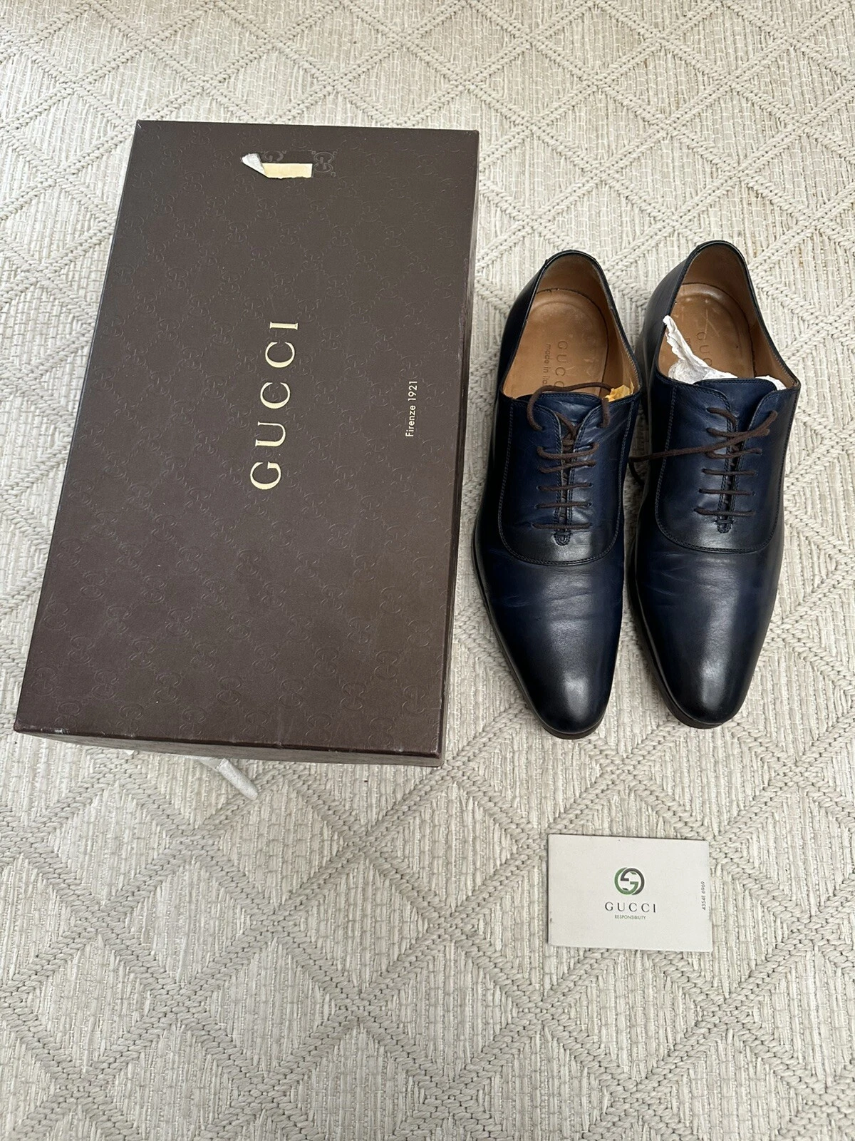 Chaussures habillées à lacets bleues Gucci 9 fabriquées aux États Unis en Italie