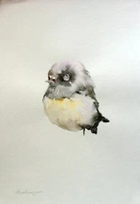 Tomtit, Birds, Watercolor artwork, Handmade, Original painting on paper
