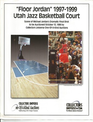 ''Floor Jordan'' Utah Jazz Basketball Court Auction Ad Flyer - MJ's Wins NBA Title