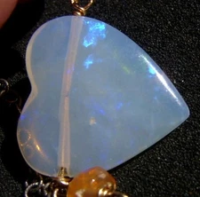 CeS necklace Australian crystal opal / crystal opal and Mexican fire opal