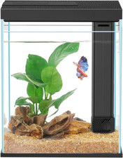 2 Gallon Glass Aquarium Starter Kit, Small Fish Tank with Filter and Light. Bl