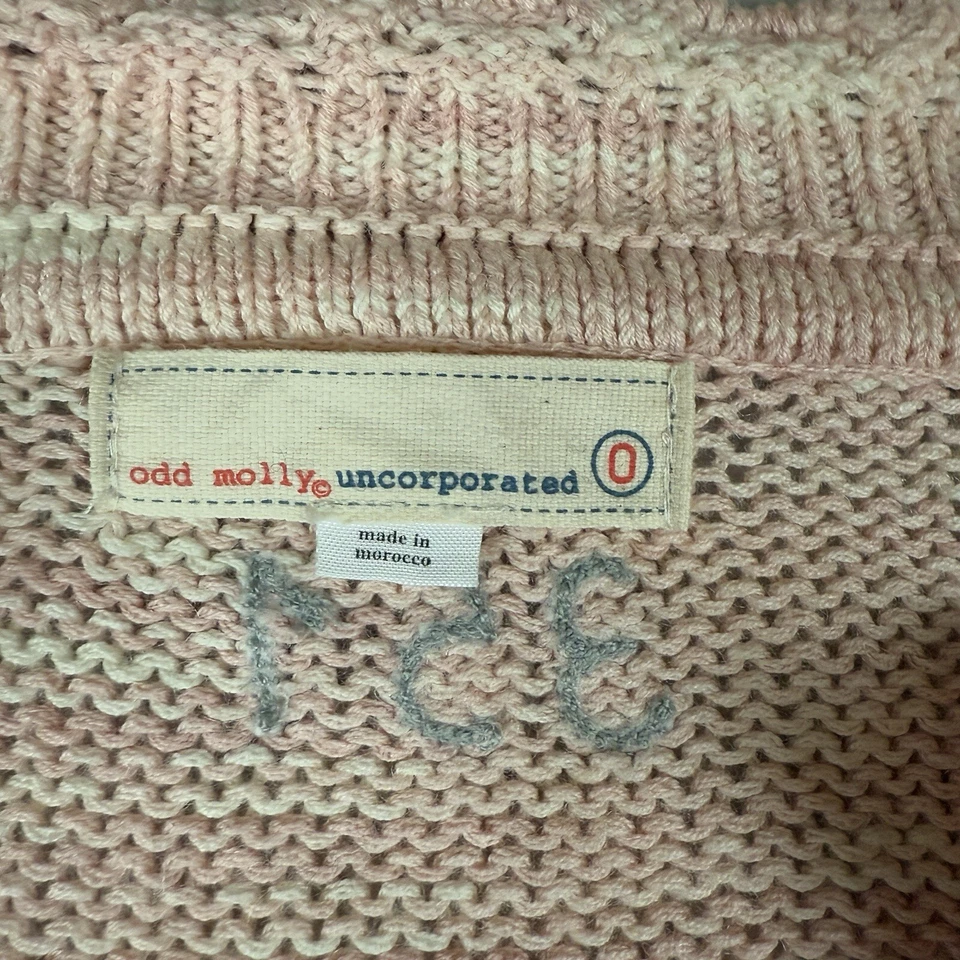 Cárdigan largo Odd Molly plumero XS tejido suéter rosa algodón seda boho bordado Foto 3 de 4