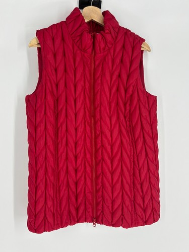 Coldwater Creek Red Quilted Full Zip-Up Vest Women's Size Medium 10-12 - Picture 2 of 7