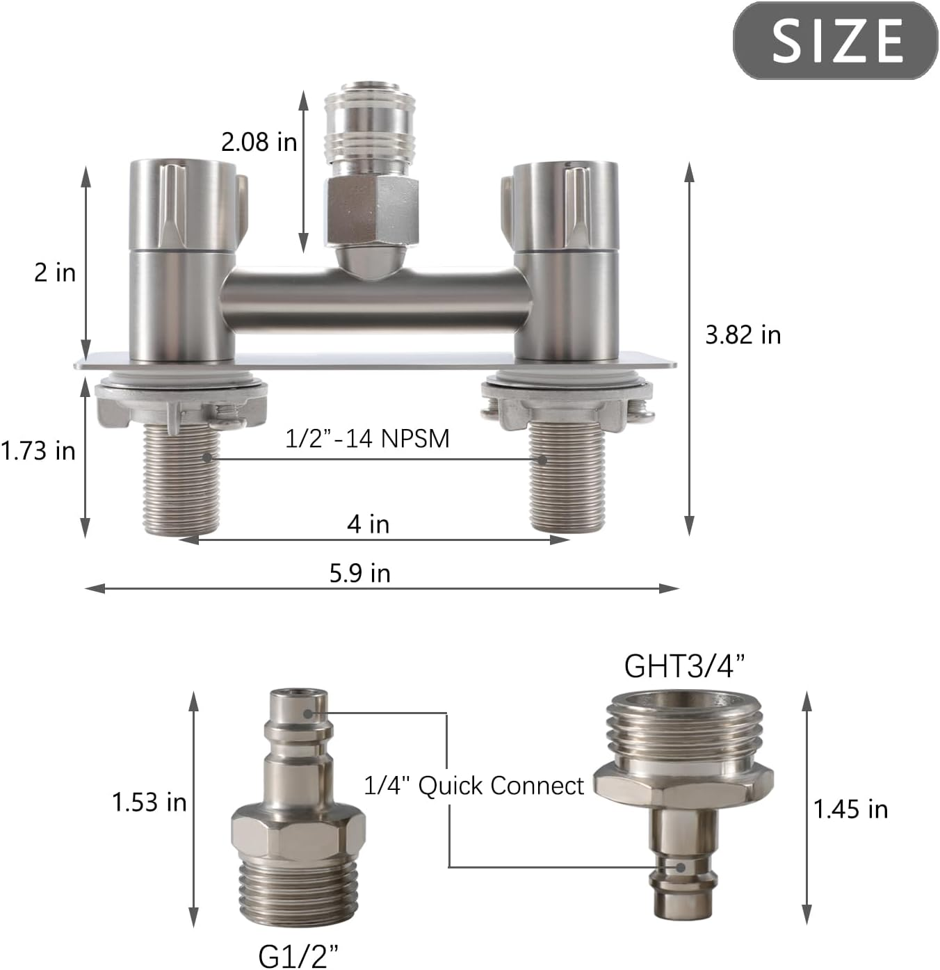All Metal RV Exterior Quick Connect Faucet,4"Rv Shower Faucet