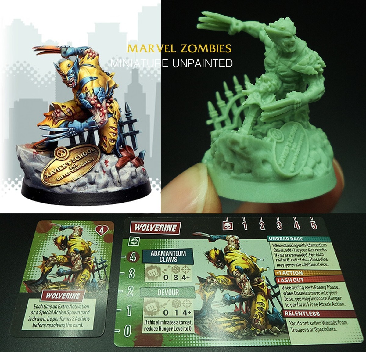 MARVEL ZOMBIES BOARD GAME CARD Miniature Model WOLVERINE Undead