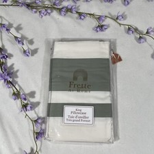 NIB  1 King  Pillowcase for Frette At Home Brenta in Ivory / Sage Green 519