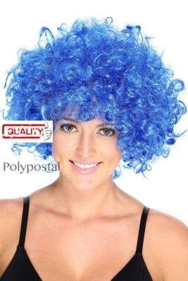 SALE DUNKELBLAU Unisex Afro Crazy Disco lustige flippige Perücke Kostüm Party Party 