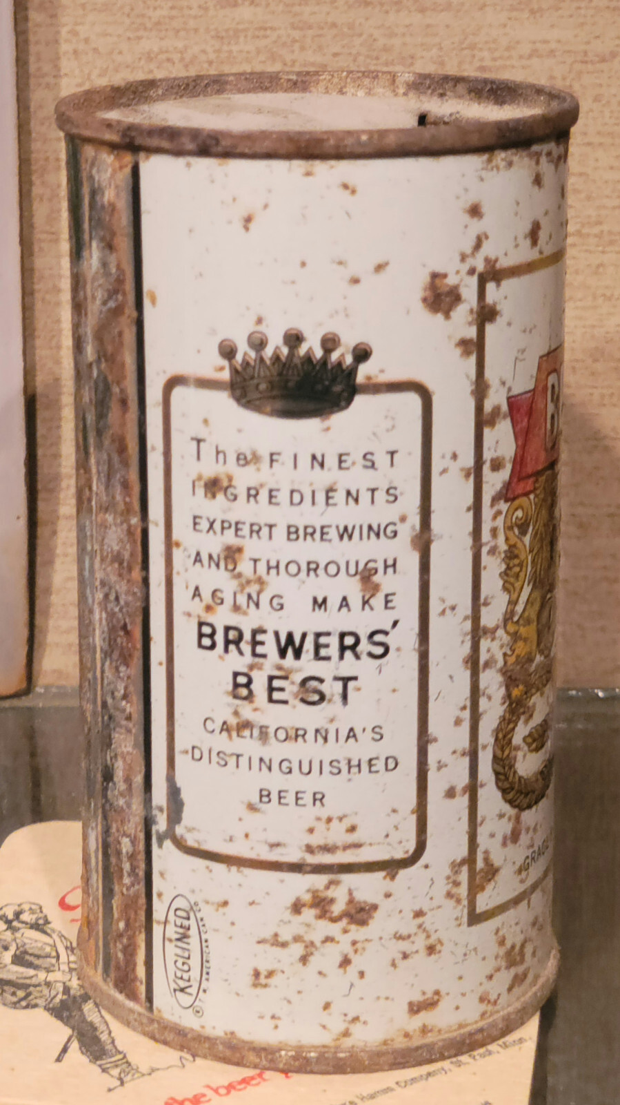 1957 BREWERS BEST STEEL  FLAT TOP BEER CAN GRACE BROTHERS SANTA ROSA CALIFORNIA