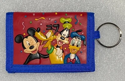 Mickey Mouse Pluto Goofy & Donald Vintage Disney Coin Purse Wallet Keychain - Image 1 of 3