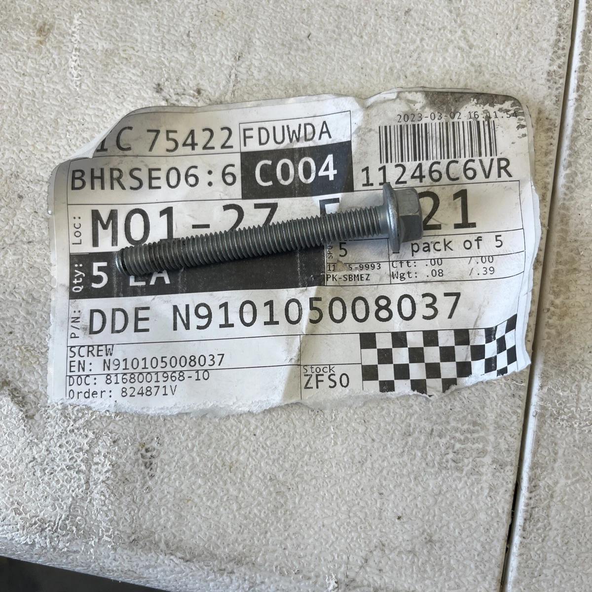 Mercedes-Benz HEXAGON HEAD BOLT. N910105008037. G1 | eBay 