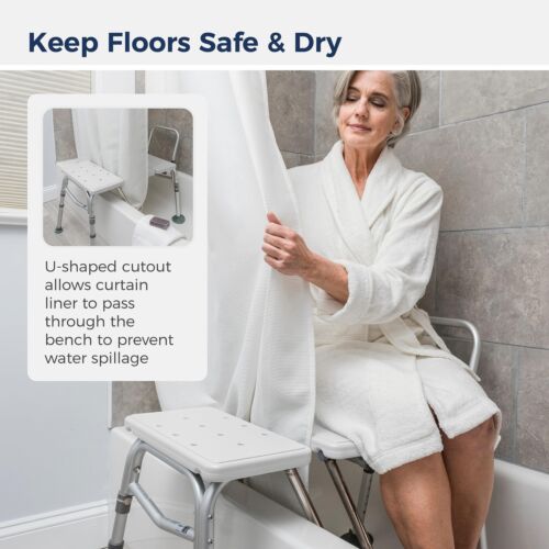 Drive Medical Splash Defense Tub Transfer Bench for Bathtub with Curtain White - Picture 3 of 7