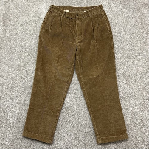 2- Jos A Bank Men’s 36x29 Brown Thick Wide Wale Corduroy Pleated Cuffed Pants - Picture 5 of 12