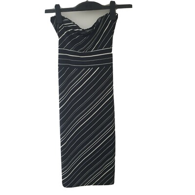 Warehouse black and white slimline midi bandeau dress, UK size 10
