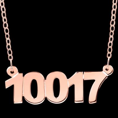 Platinum Sterling Silver ZIP CODE Number Necklace Any Zip Code