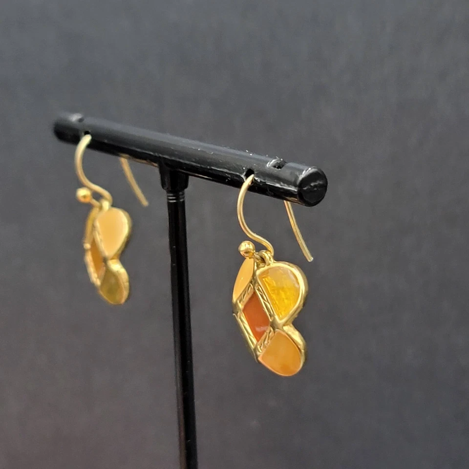 Висячие серьги Ann Klein позолоченные оранжевая зеленая эмаль 5/8 дюйма - Изображение 4 из 4