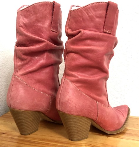 Rampage Rosco Slouchy Leather Cowgirl Pointed Toe Heeled Boots Dusty Red Size 6 - Picture 10 of 19