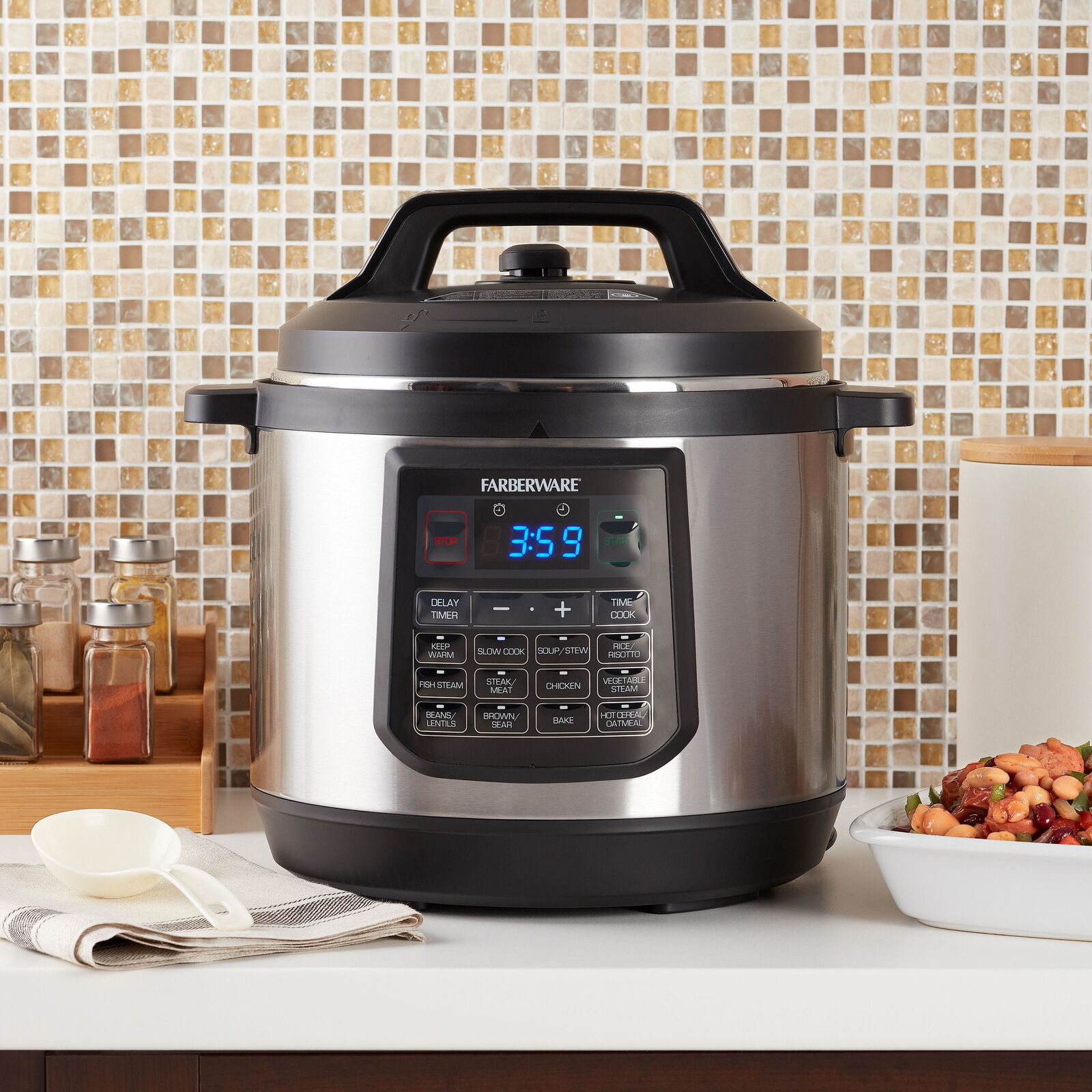 1200 W 8 Qt 7-in-1 Programmable Pressure Cooker LED Display Cooking Kitchens New