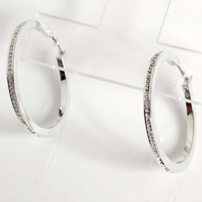 New 42mm DKNY CZ Hoop Earrings Gift Fashion Women Party