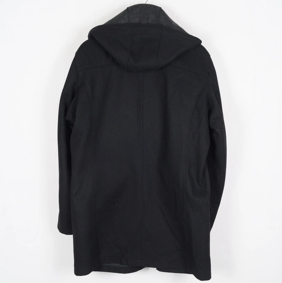 BUGATTI Men's Coat Jacket Size 50 Black Hooded Full Zip Wool Cashmere s13066 - image 2 of 4