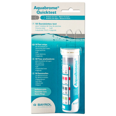Aquabrome Quicktest - 50 Teststreifen pH-Wert, Brom, Desalgin Pooltester BAYROL