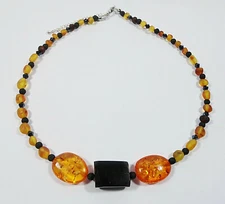 AMBER  JET LAVA STONE NECKLACE  ENERGY CLEARING AUSTRALIAN MADE