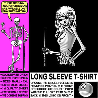 It's all About Attitude so Rack'em Skeleton Girl 9 Ball Pool Player T-shirt