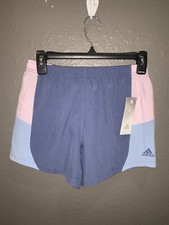 ADIDAS GIRLS Crew Blue Multi Color Running Shorts Size Large 14 NWT
