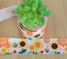 1.5 Inch 1 YD Sunflower  Bees Grosgrain Ribbon Baby Shower Crafts Gift Wrap