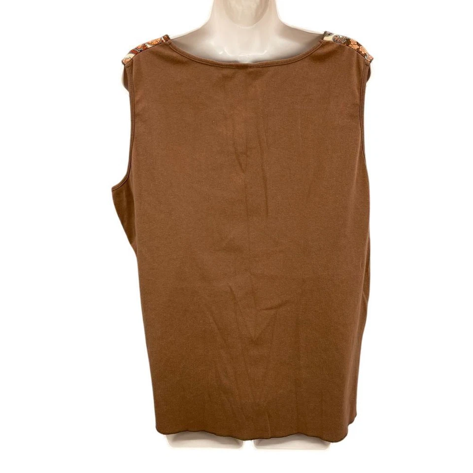 Blusa sin mangas vintage mujer 18 marrón cachemira boho verano plus Y2K hippy oficina Foto 2 de 4
