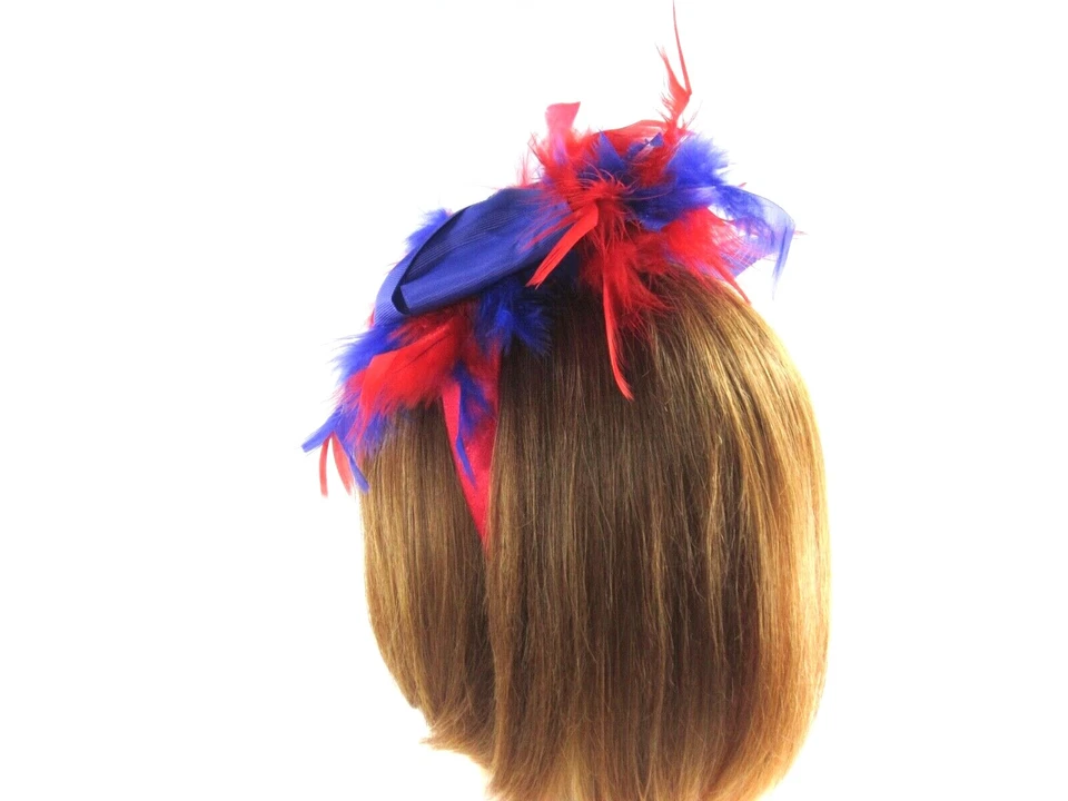 Diadema Pluma Chandelle Sociedad Fascinador Lazo Estrás Sombrero Rojo Dama Foto 4 de 4